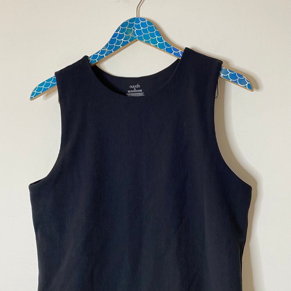 NUUDS Black Ribbed Crew Tank Bodysuit Size XL - Picture 4 of 10